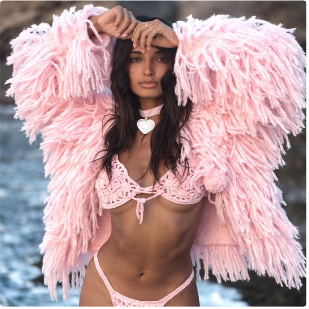 Plush Shag Jacket Baby Pink Color